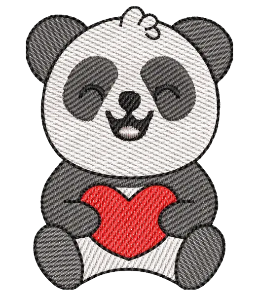 Matriz de Bordado Panda Segurando Coração